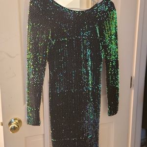 Motel Rocks Green Sequin Bodycon Dress